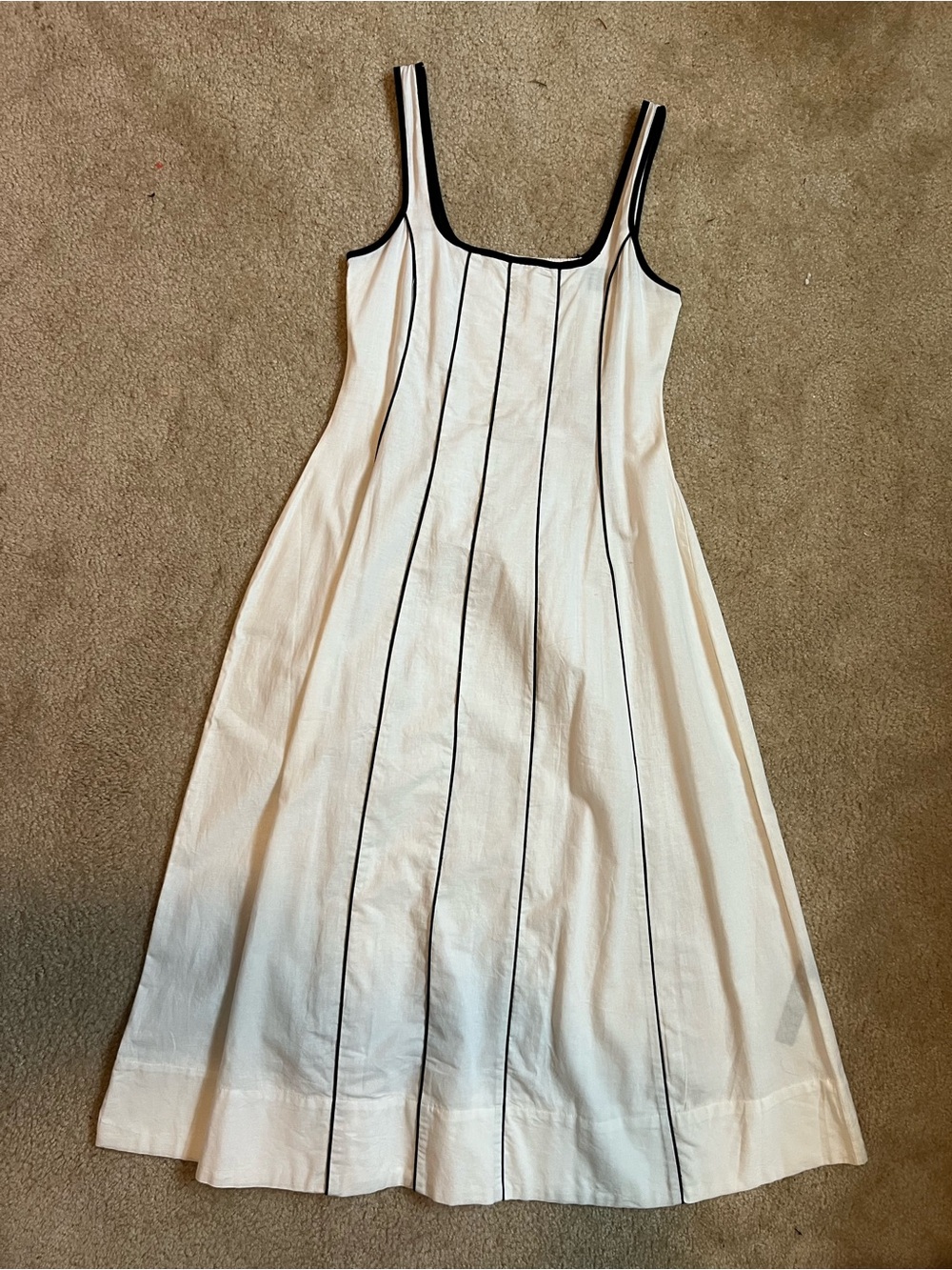 ASOS White Midi Dress with Black Piping